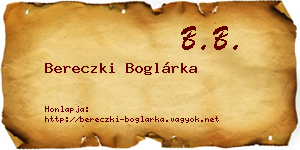 Bereczki Boglárka névjegykártya